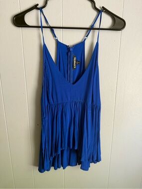 Express Royal Blue V-Neck Spaghetti Strap Tank